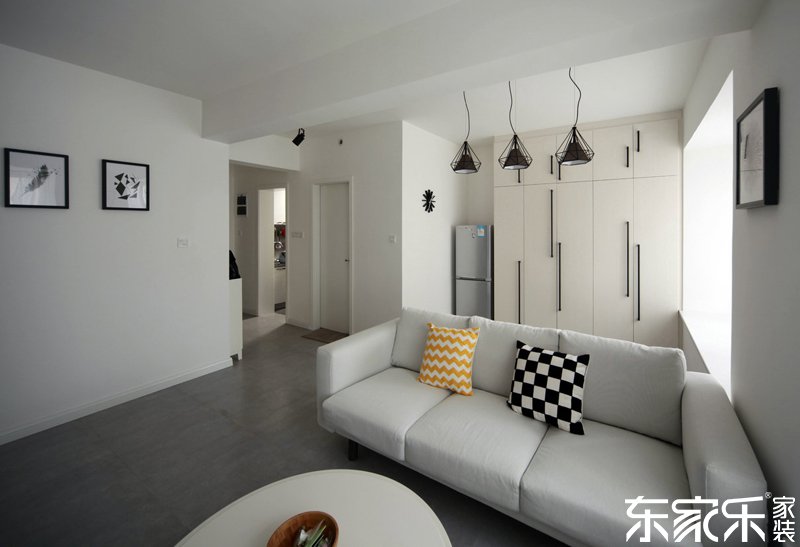 衡陽90平現(xiàn)代簡約風格客廳全景圖